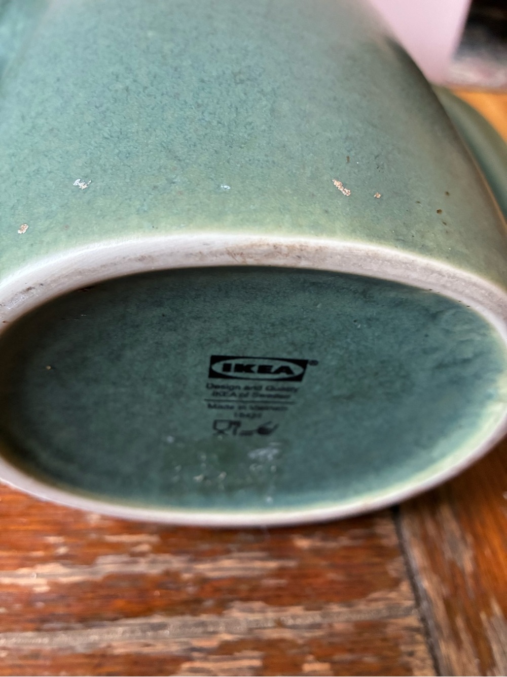 IKEA Distinctive Matte Green Ceramic Pitcher - Sculpted Spout & Handle - Picture 3 of 3